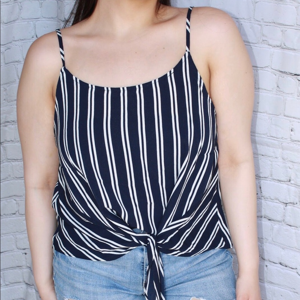 Front Tie-  Stripped Tank Top